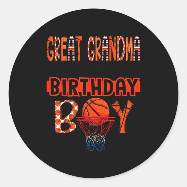 Sticker Rond Great Grandma Of The Birthday Boy Basketball Party (Devant)