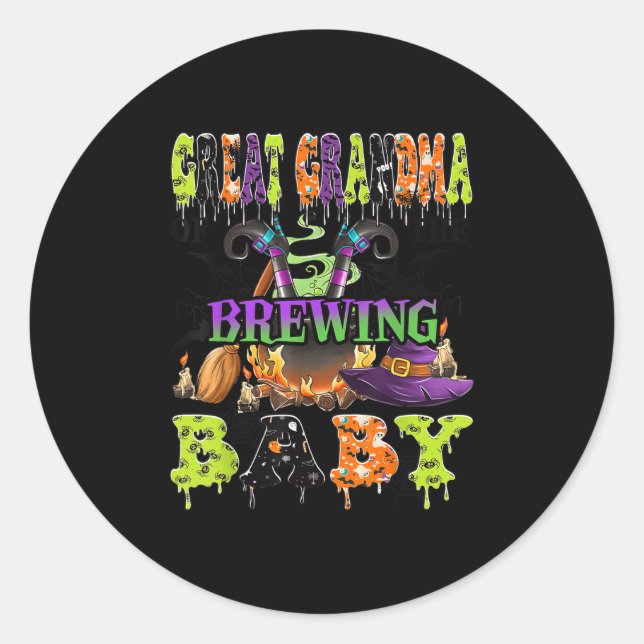 Sticker Rond Great Grandma Of The Brewing Baby Halloween Baby S (Devant)