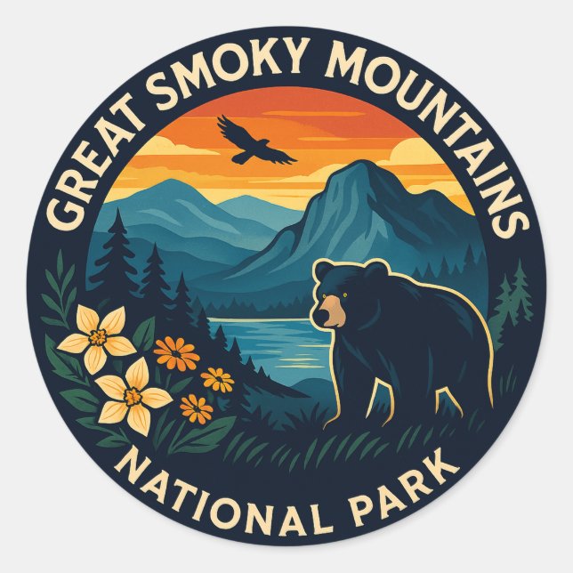 Sticker Rond Great Smoky Mountains National Park (Devant)