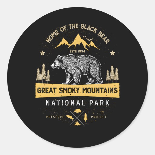 Sticker Rond Great Smoky Mountains Parc national Ours (Devant)