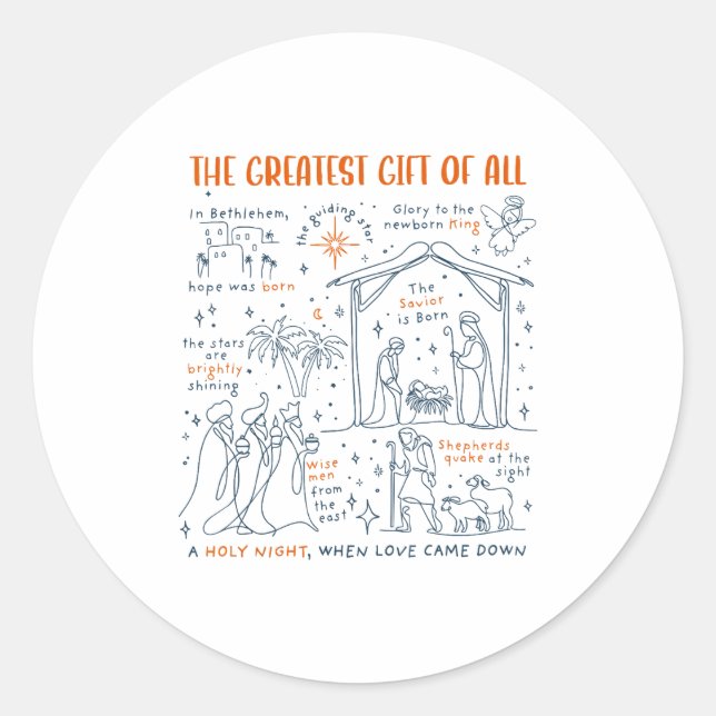 Sticker Rond Greatest Gift Of All Christmas Birth Of Jesus Reli (Devant)