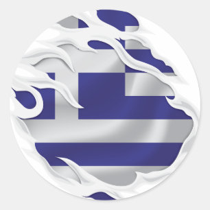 Sticker Rond Grèce déchiré le drapeau