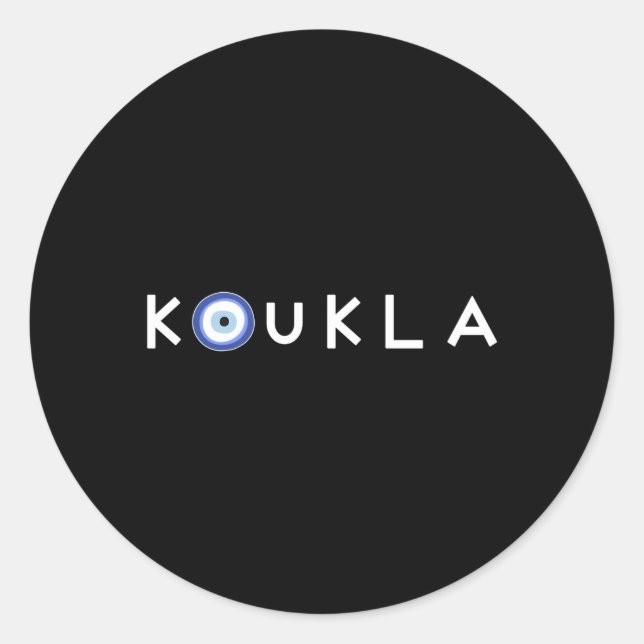 Sticker Rond Grèce Koukla mal oeil grec Pride grecque Grèce (Devant)