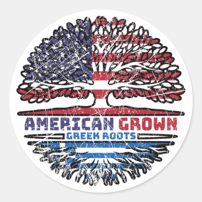 Sticker Rond Greece Greek US American États-Unis Tree (Devant)
