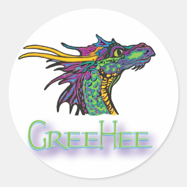 Sticker Rond GreeHee Le Dragon Profond De La Pensée (Devant)