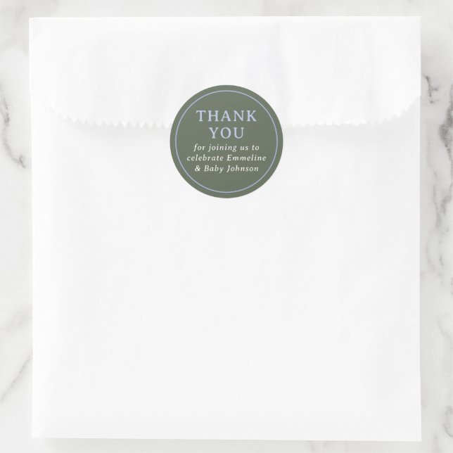 Sticker Rond Green and Blue Simple Circle Thank You (Sac)