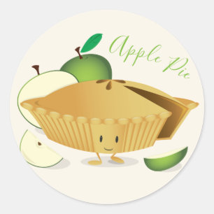 Sticker Rond Green Apple Pie Caractère Dessert Food