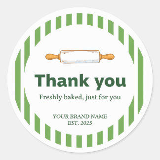 Sticker Rond Green Bakery Brand Name Thank You