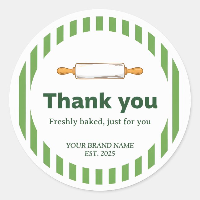 Sticker Rond Green Bakery Brand Name Thank You (Devant)
