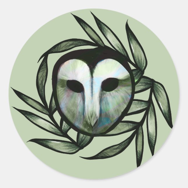 Sticker Rond Green Barn Owl                                     (Devant)