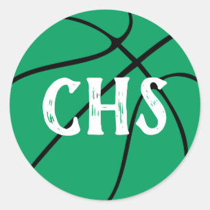 Sticker Rond Green Basketball Team Party, Pep Rally ou Event
