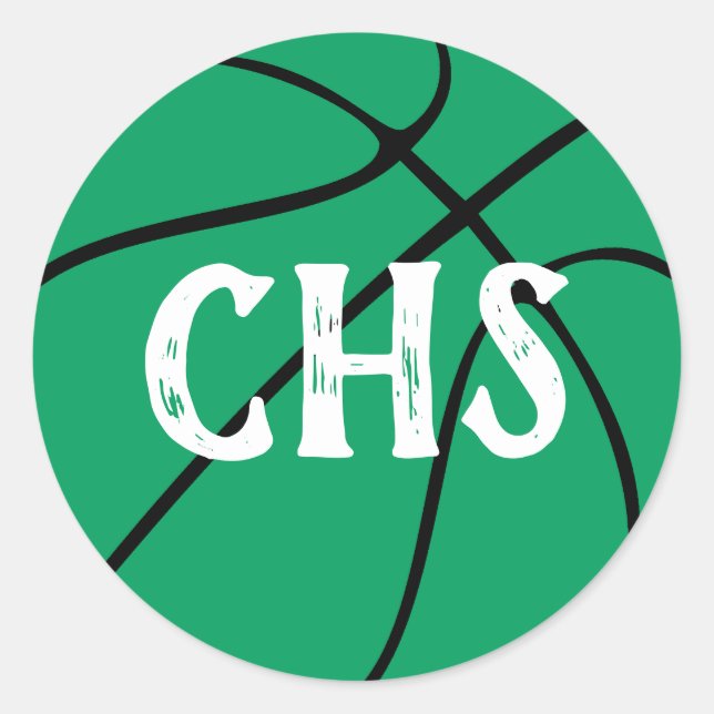 Sticker Rond Green Basketball Team Party, Pep Rally ou Event (Devant)