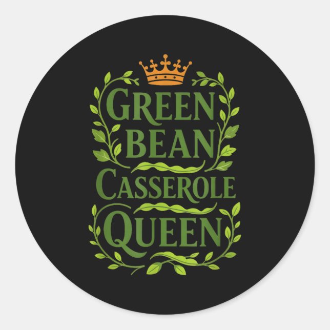Sticker Rond Green Bean Cerole Queen Funny Holiday Cooking Chri (Devant)