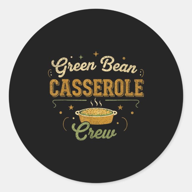 Sticker Rond Green Bean Cerole Thanksgiving Cooking Funny  (Devant)