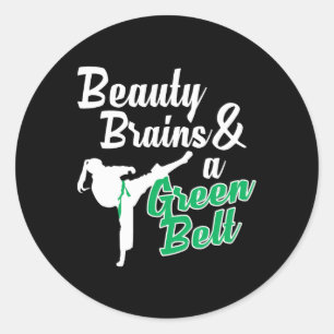 Sticker Rond Green Belt Taekwondo Martial Arts Funny Judo Citat