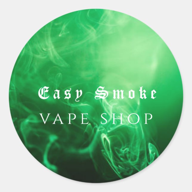 Sticker Rond Green Black Fumée Vape Boutique (Devant)