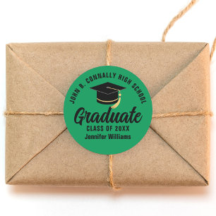 Sticker Rond Green Black Graduate Custom Graduate Party