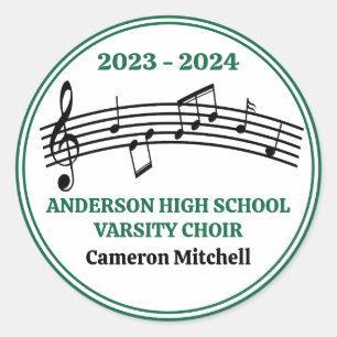 Sticker Rond Green Choir Custom High School Graduation Party