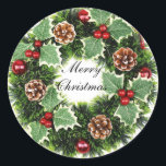 Sticker Rond Green Christmas wreth<br><div class="desc">Grande conception autocollante. N'hésitez pas à utiliser cette conception pour d'autres produits que vous aimez ou à customiser et ajouter votre texte. Suivez-moi pour plus d'informations. Merci. Bonne journée !</div>