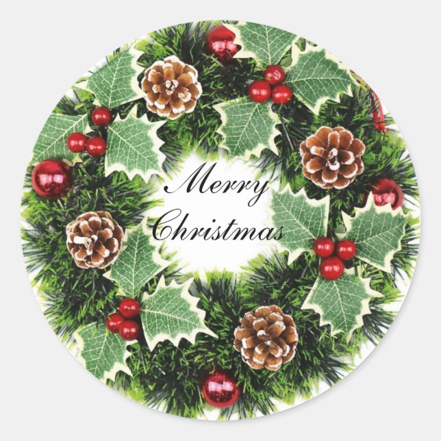Sticker Rond Green Christmas wreth (Devant)