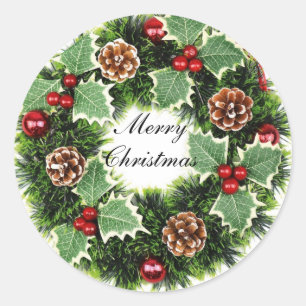 Sticker Rond Green Christmas wreth
