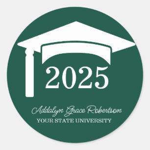 Sticker Rond Green College University Classe Casquette de 2025