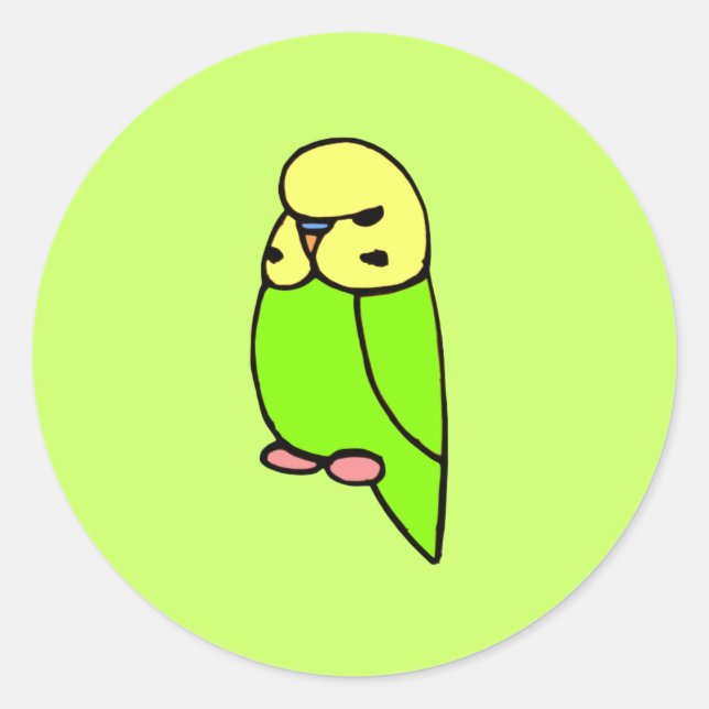 Sticker Rond Green English Budgie (Devant)
