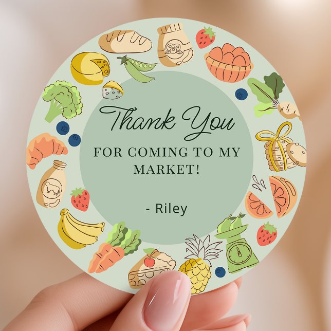 Sticker Rond Green Farmers Market Party Favor Thank You (Créateur téléchargé)