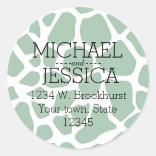 Sticker Rond Green Giraffe Imprimer Adresse personnalisée