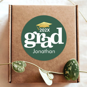 Sticker Rond Green Gold Graduation Gras Typographie Moderne