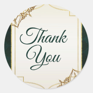 Sticker Rond Green & Gold Marocaine des nuits arabes Mariage Fa