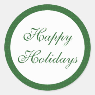 Sticker Rond Green Happy Holidays