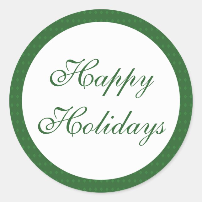 Sticker Rond Green Happy Holidays (Devant)