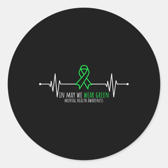 Sticker Rond Green Heartbeats Ruban Sensibilisation à la santé  (Devant)