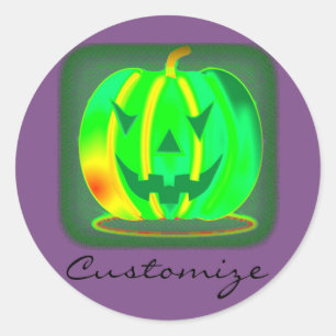 Sticker Rond Green Jack olantern Halloween Thunder_Cove
