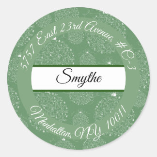 Sticker Rond Green Joyeux Noël Ornement Adresse de retour -