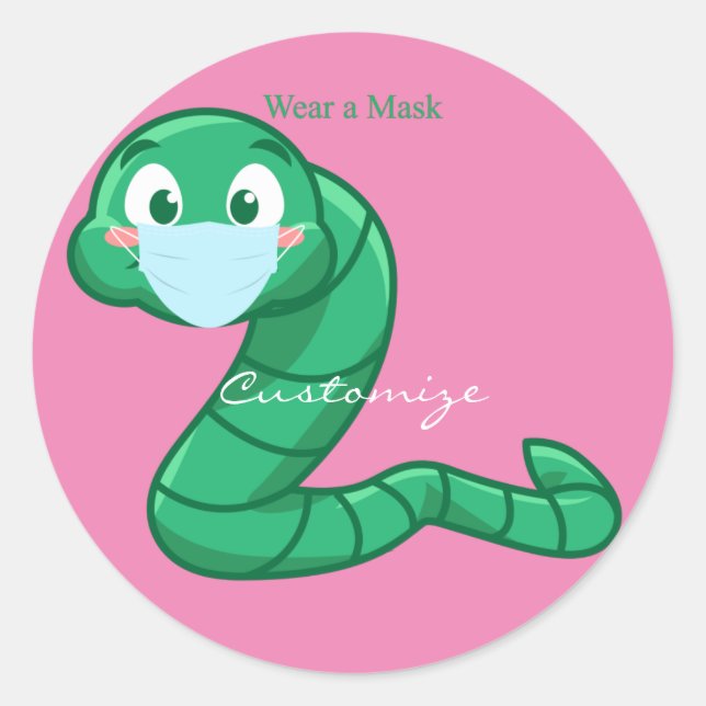 Sticker Rond Green Kawaii Worm Thunder_Cove (Devant)