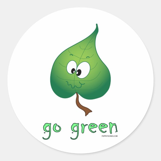Sticker Rond Green leaf (Devant)