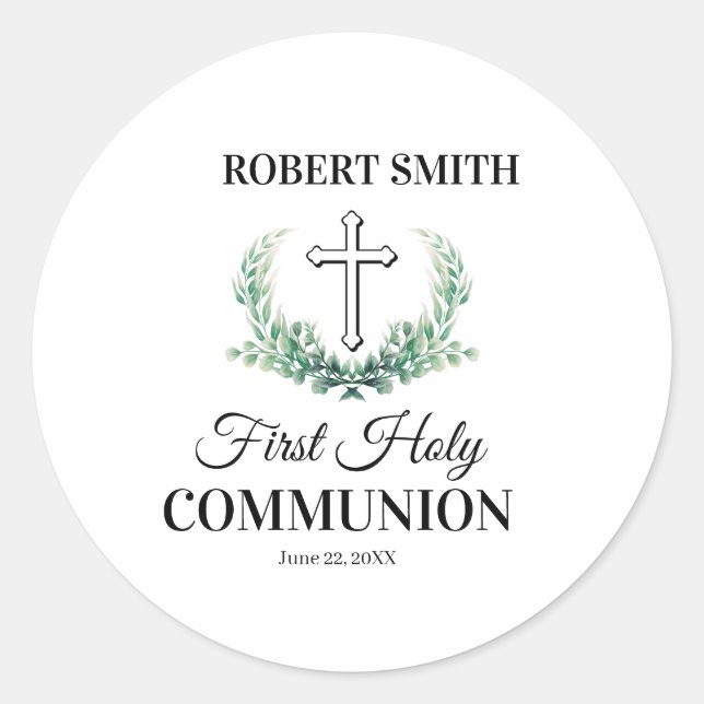Sticker Rond Green leaf first communion  (Devant)