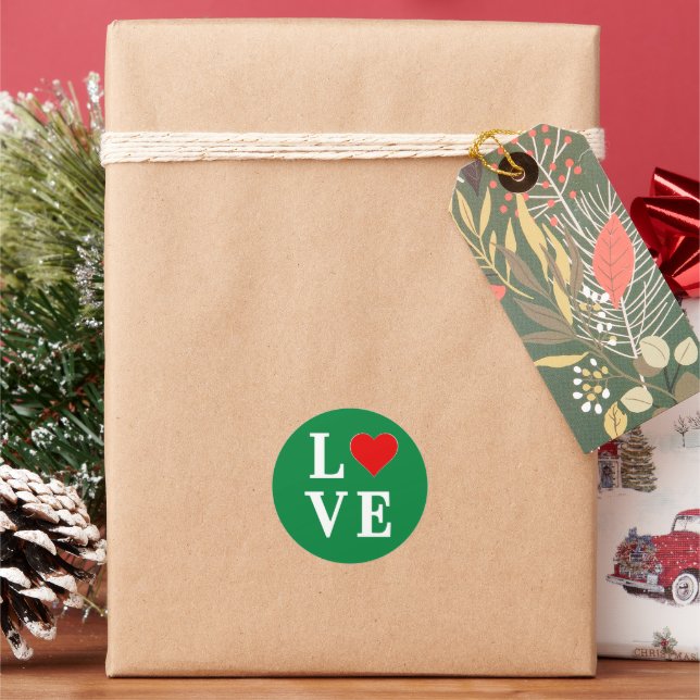 Sticker Rond Green LOVE Classic Retro (vacances)