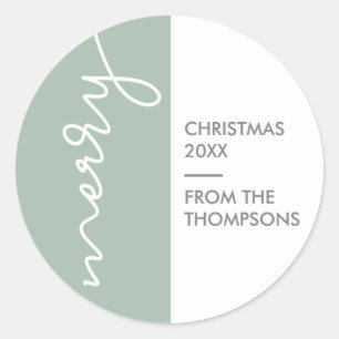 Sticker Rond Green Modern Simple Joyeux Script de Noël