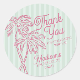 Sticker Rond Green Palm Spring Pastel Beach Party Favoriser