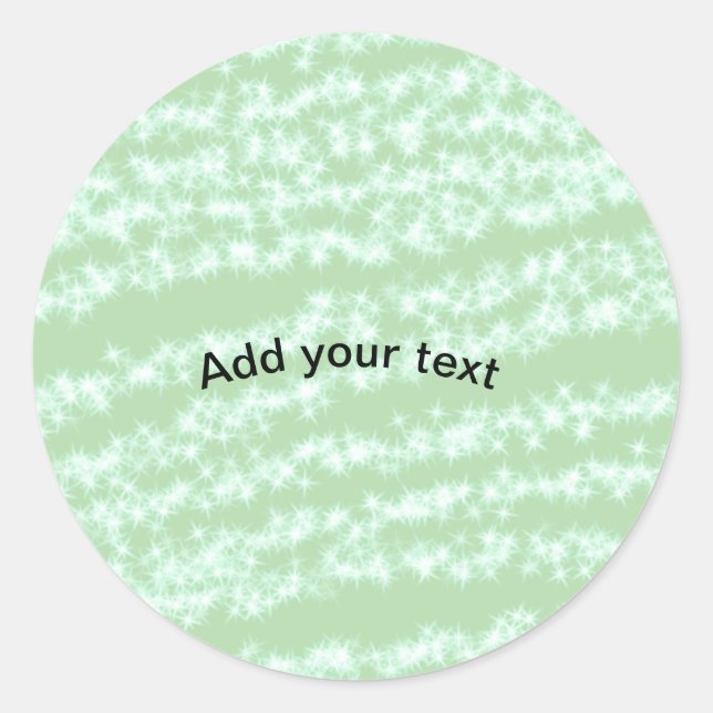 Sticker Rond Green pastel glitter sparkle name text boho retro  (Devant)