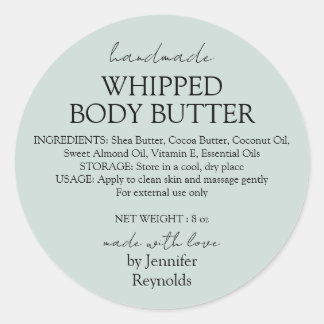 Sticker Rond Green Pastel Handmade Body Butter Organic Classic