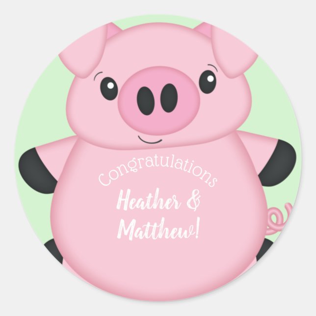 Sticker Rond Green Pig Baby (Devant)
