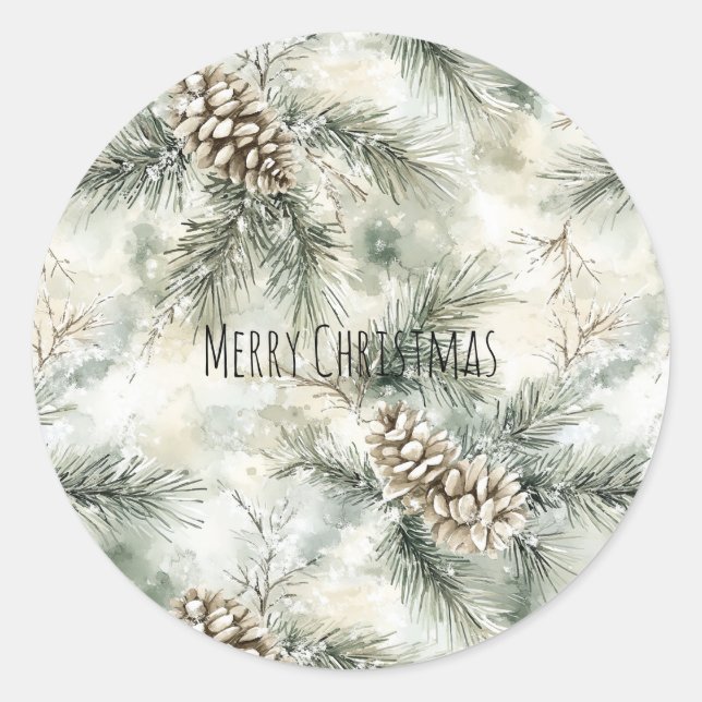Sticker Rond Green  Pine Cones Christmas (Devant)