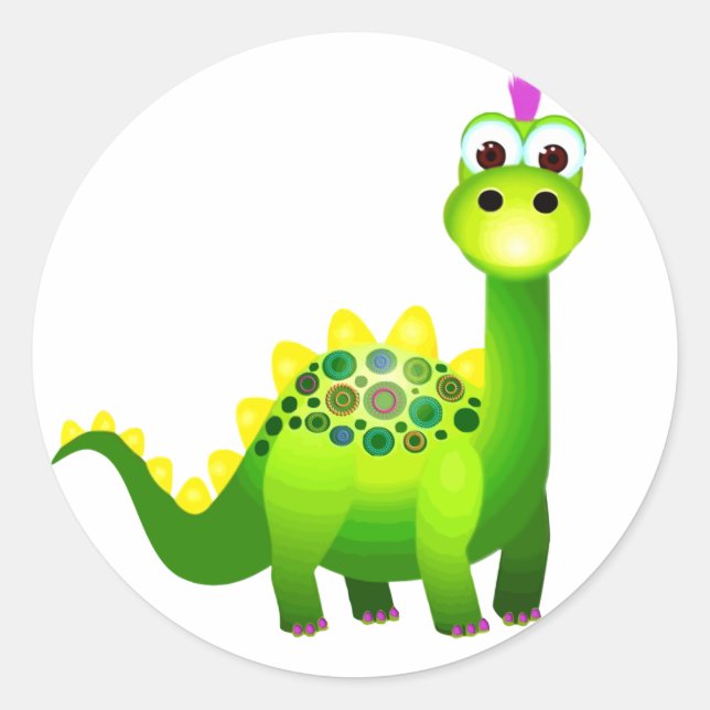 Sticker Rond Green Punk Dino (Devant)