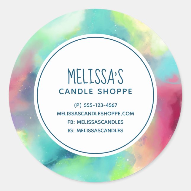 Sticker Rond Green & Red Space Nebula Aquarelle Business (Devant)