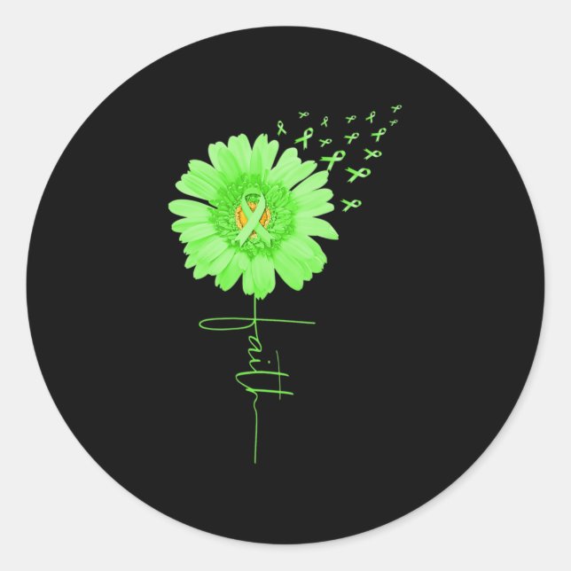 Sticker Rond Green Ribbon Daisy Faith Sensibilisation à la sant (Devant)