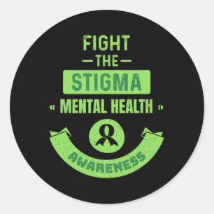 Sticker Rond Green Ribbon Sensibilisation à la santé mentale Sa